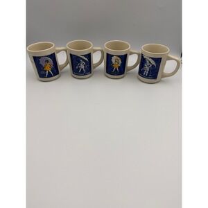 Vintage Morton Salt Girl Mug Set of 4 When It Rains It Pours 1914-1968 Japan